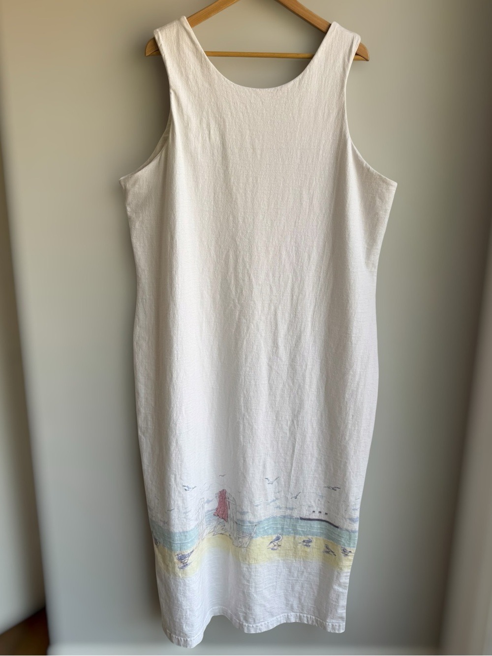 Vtg 90s Cottagecore Dress + Jacket Set 3X White Watercolour Maxi Beach Coastal - Picture 8 of 14